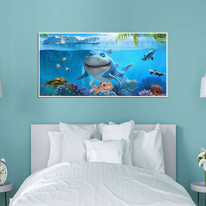 Baby Shark Under Sea Canvas Floating Frame Wall Painting