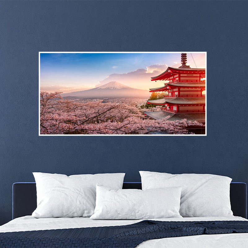 Mountain Sunrise View Floating Frame Wall Painting