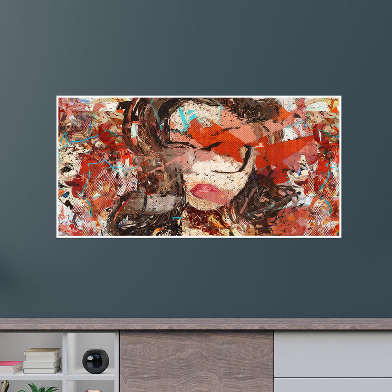 Beautiful Girl Abstract Canvas Floating Frame Wall Painting