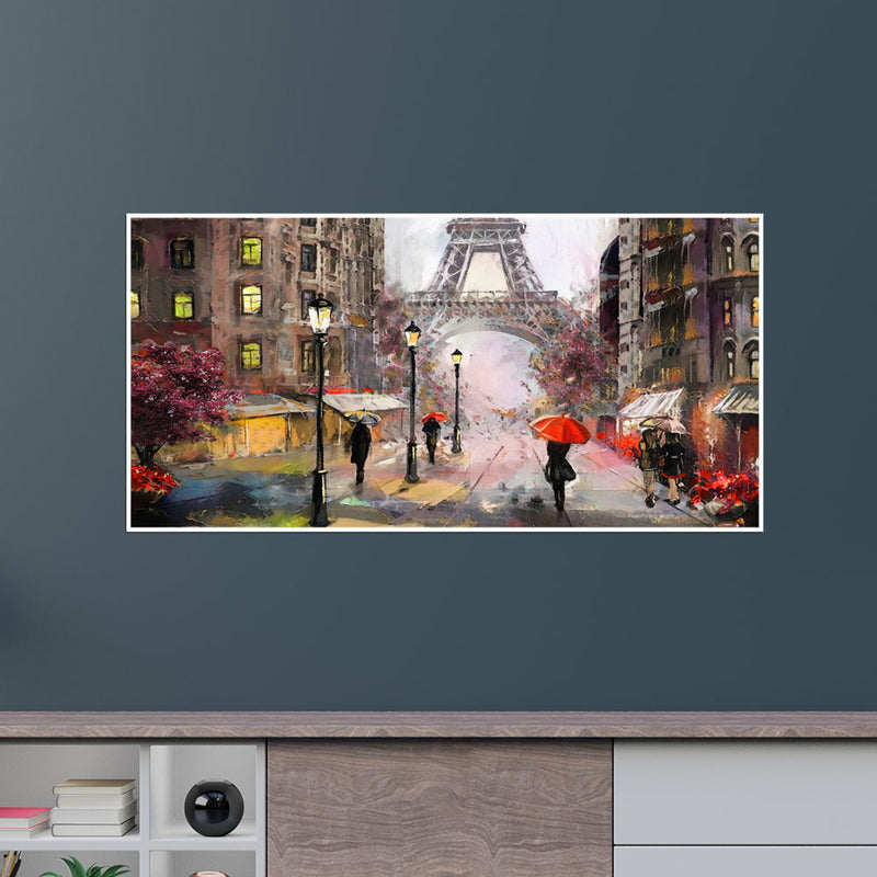 Artistic Color Eiffel Tower Scenery Canvas Floating Frame Wall Painting