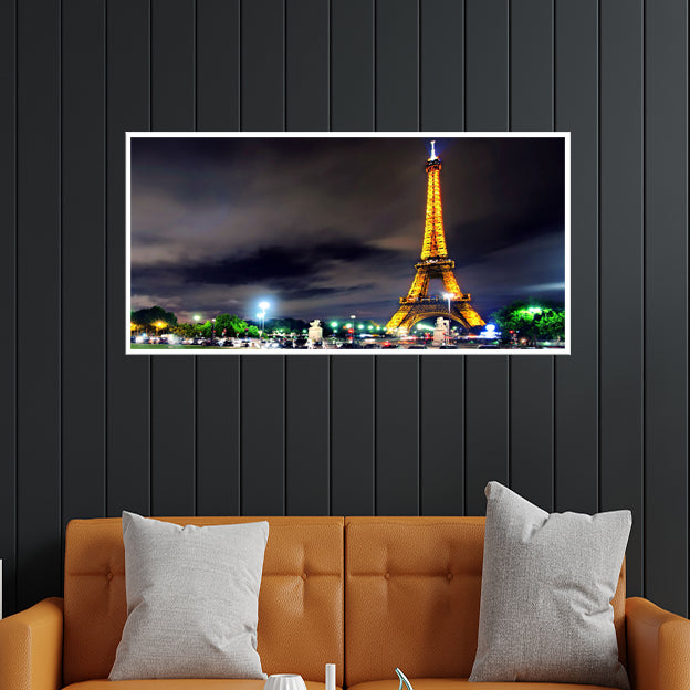 Eiffel Tower Night View Floating Frame Canvas Wall Painting