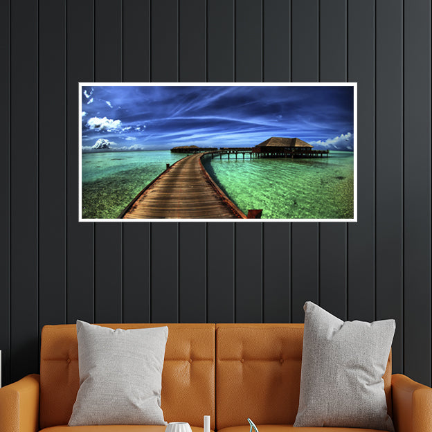 Colourful Beach Canvas Floating Frame Wall Painting