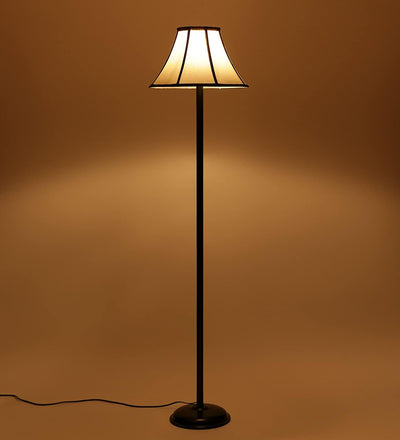 DecorGlance Wrought Iron Cotton Off White Floor Standing Lamp (Off White)