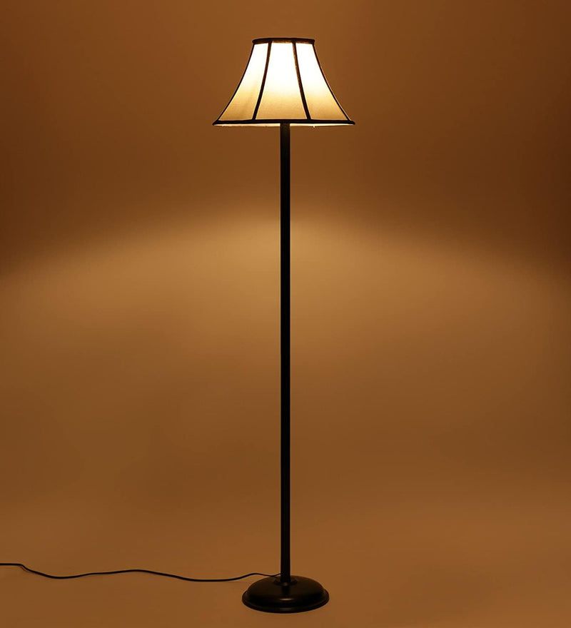 DecorGlance Wrought Iron Cotton Off White Floor Standing Lamp (Off White)