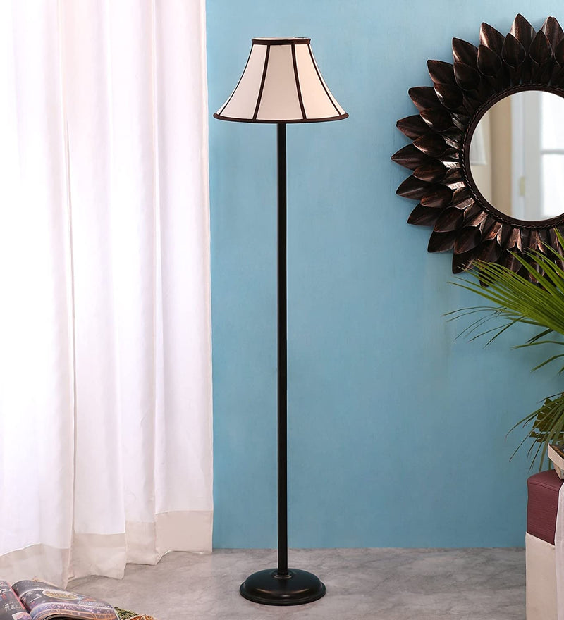 DecorGlance Wrought Iron Cotton Off White Floor Standing Lamp (Off White)