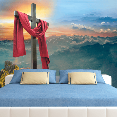 DECORGLANCE Yeele Easter Cross Digitally Painting Wallpaper