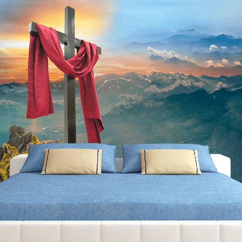 DECORGLANCE Yeele Easter Cross Digitally Painting Wallpaper