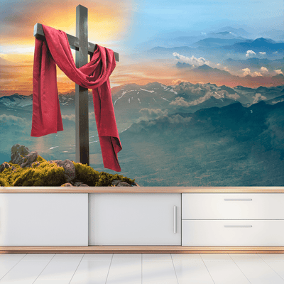 DECORGLANCE Yeele Easter Cross Digitally Painting Wallpaper