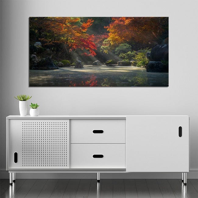 DecorGlance Yellow And Orange Tree Print On Canvas Wall Painting