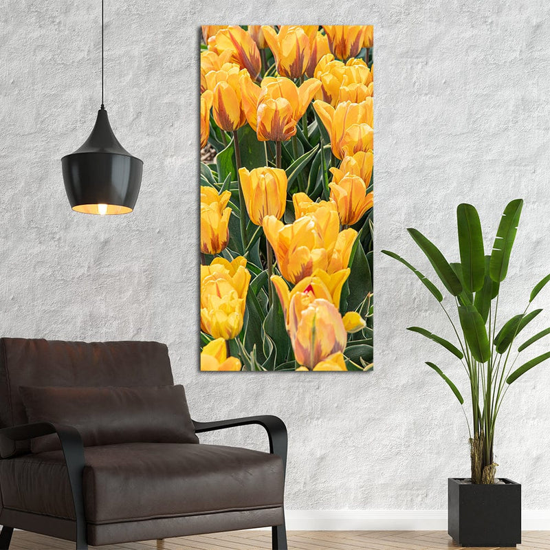 DecorGlance Yellow Tulip Canvas Wall Painting