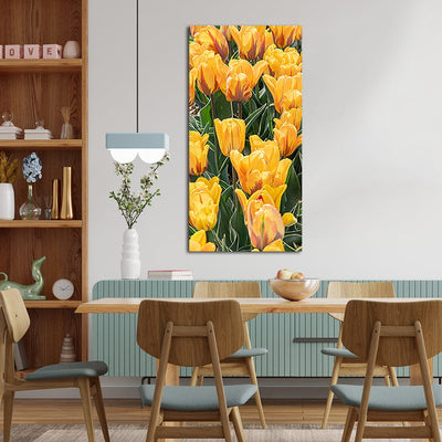 DecorGlance Yellow Tulip Canvas Wall Painting