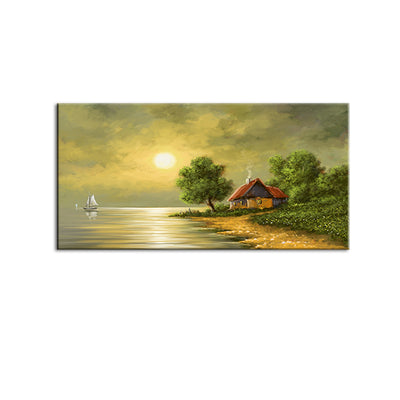 Beautiful Sunset In Village Canvas Wall Painting